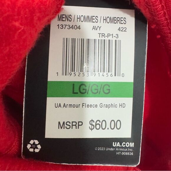 Under Armour Men's Red Fleece Graphic Hoodie Loose Fit Pullover size Large NWT - Picture 6 of 6